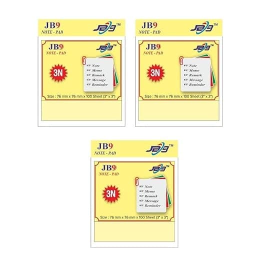 JB9 3x3 Yellow Sticky Note Pad