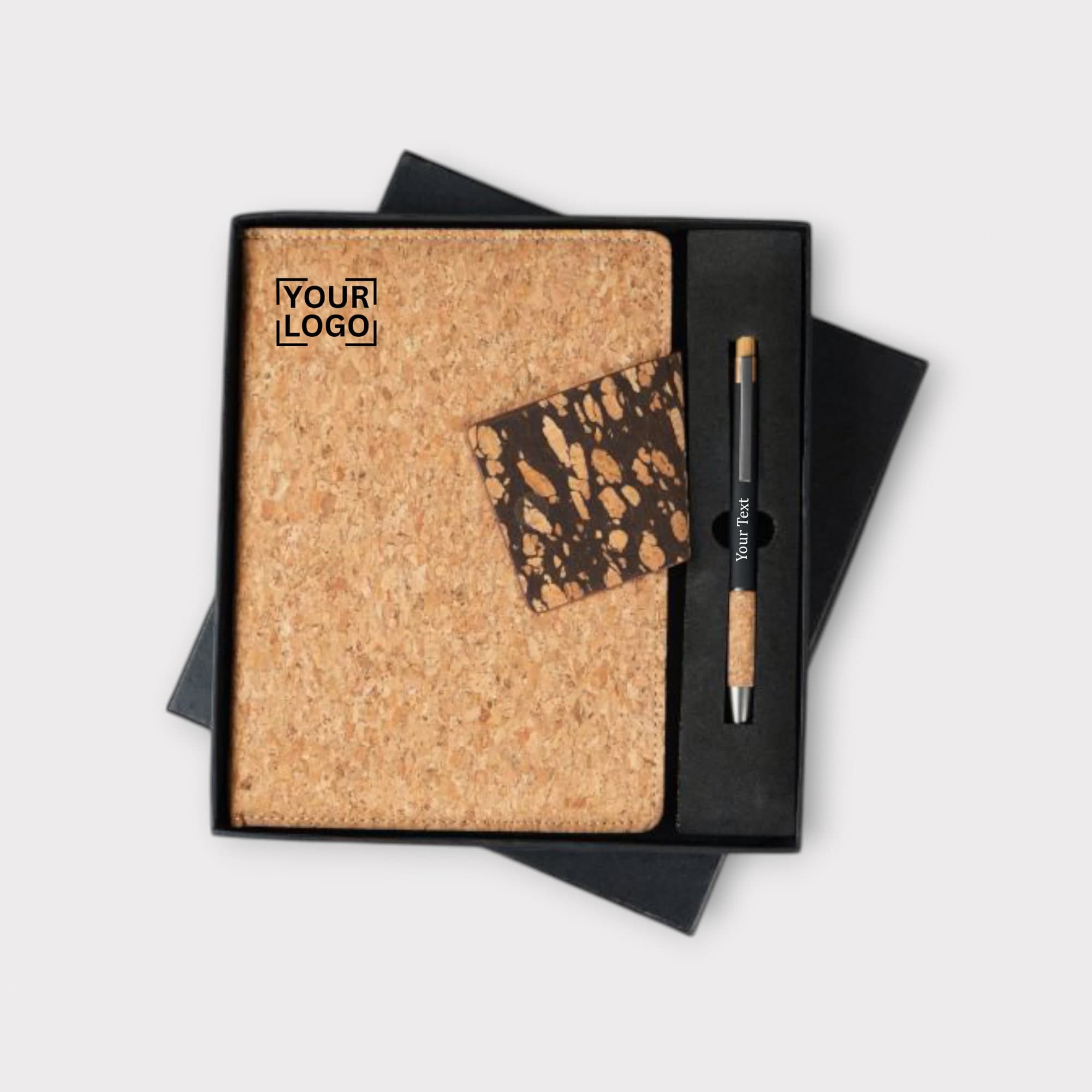 Eco-Friendly Gift Set – Notebook, Pen & Card Holder (Cork Finish) 