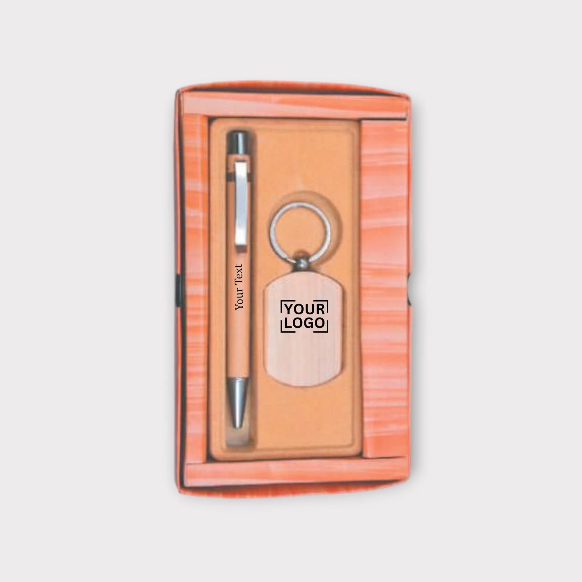 Wooden Pen & Keychain Gift Set with Custom Branding 