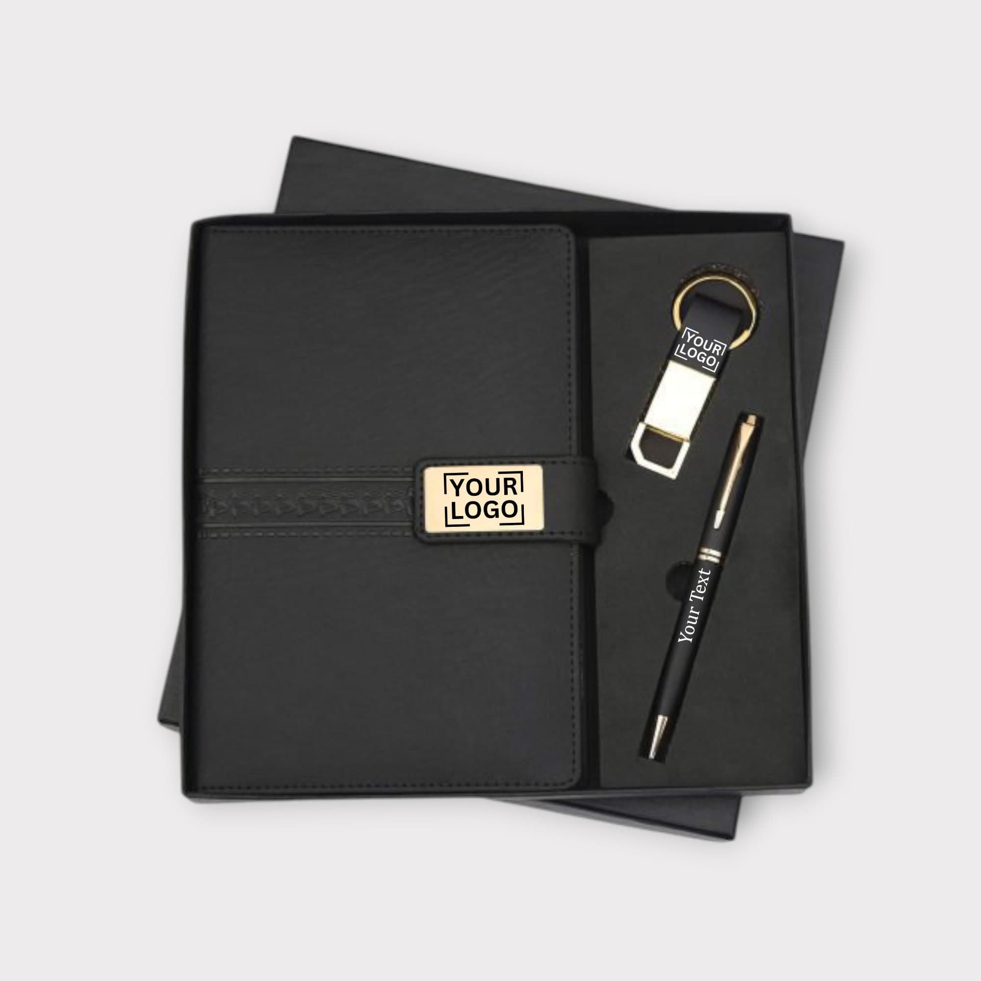Professional Gift Set with Custom Branding: Notebook, Pen & Keychain