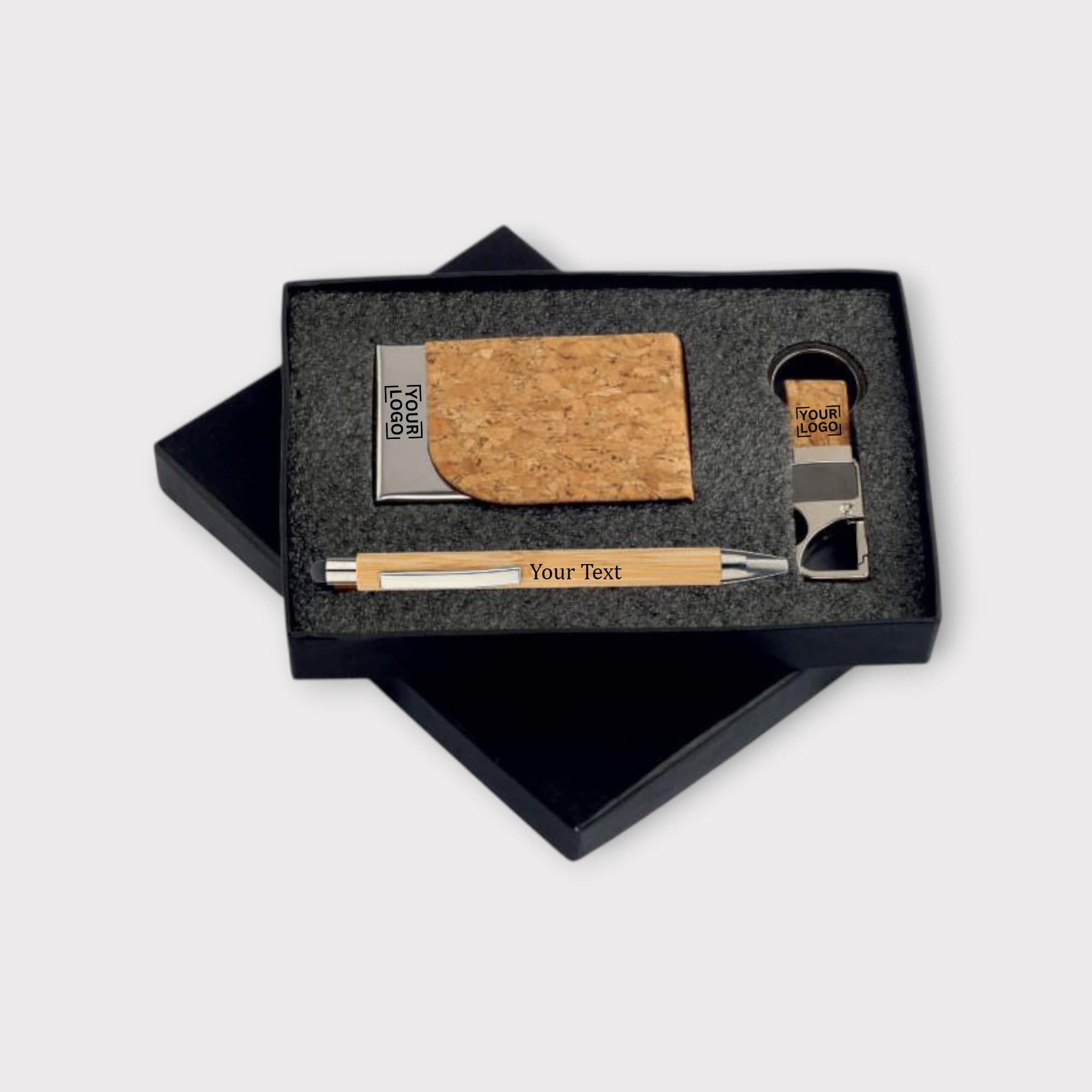 Custom Cork Wallet, Pen & Keychain Set for Eco-Conscious Gifting 
