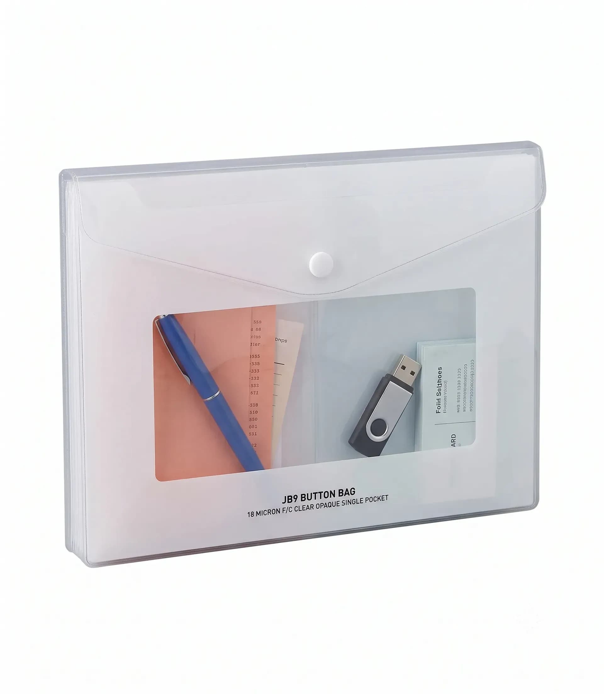 JB9 Button Bag 18 Micron Clear F/C Opaque Single Pocket