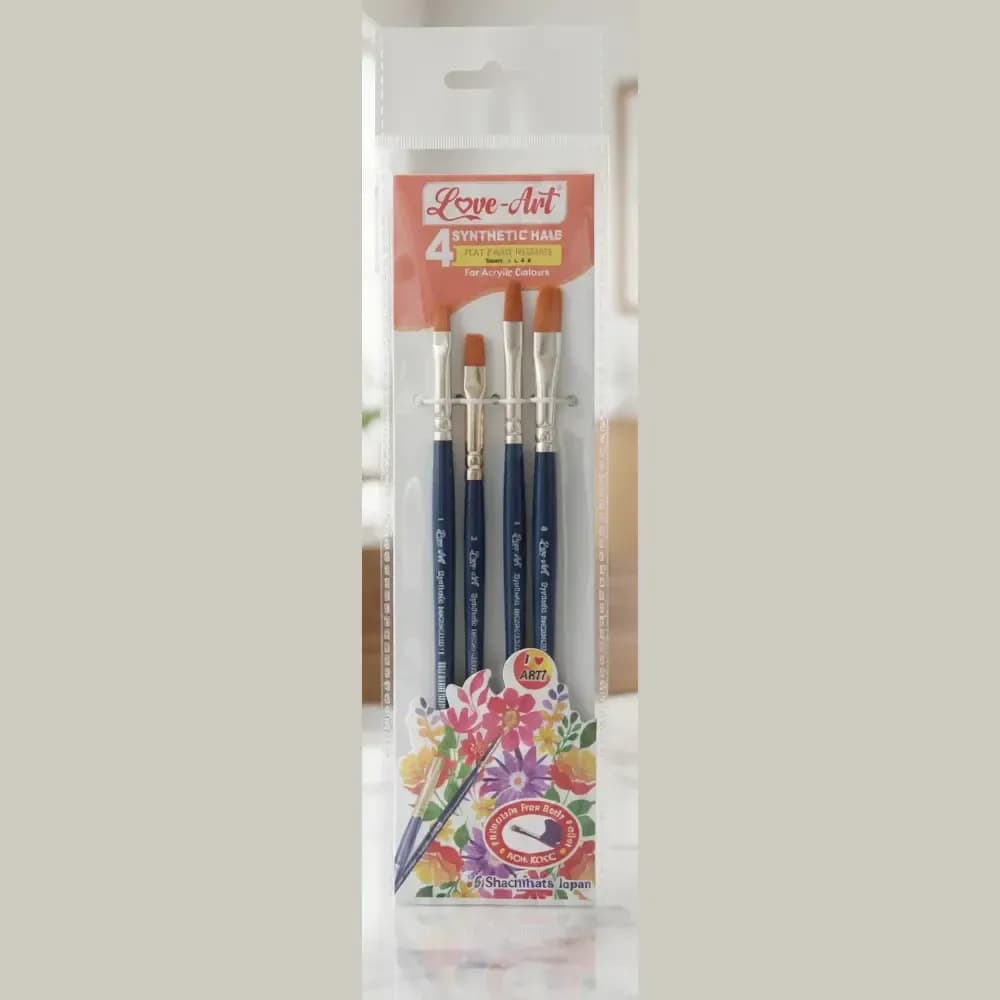 Love Art Paint Brush Synthetic Flat (No. 1, 2, 4 & 6)
