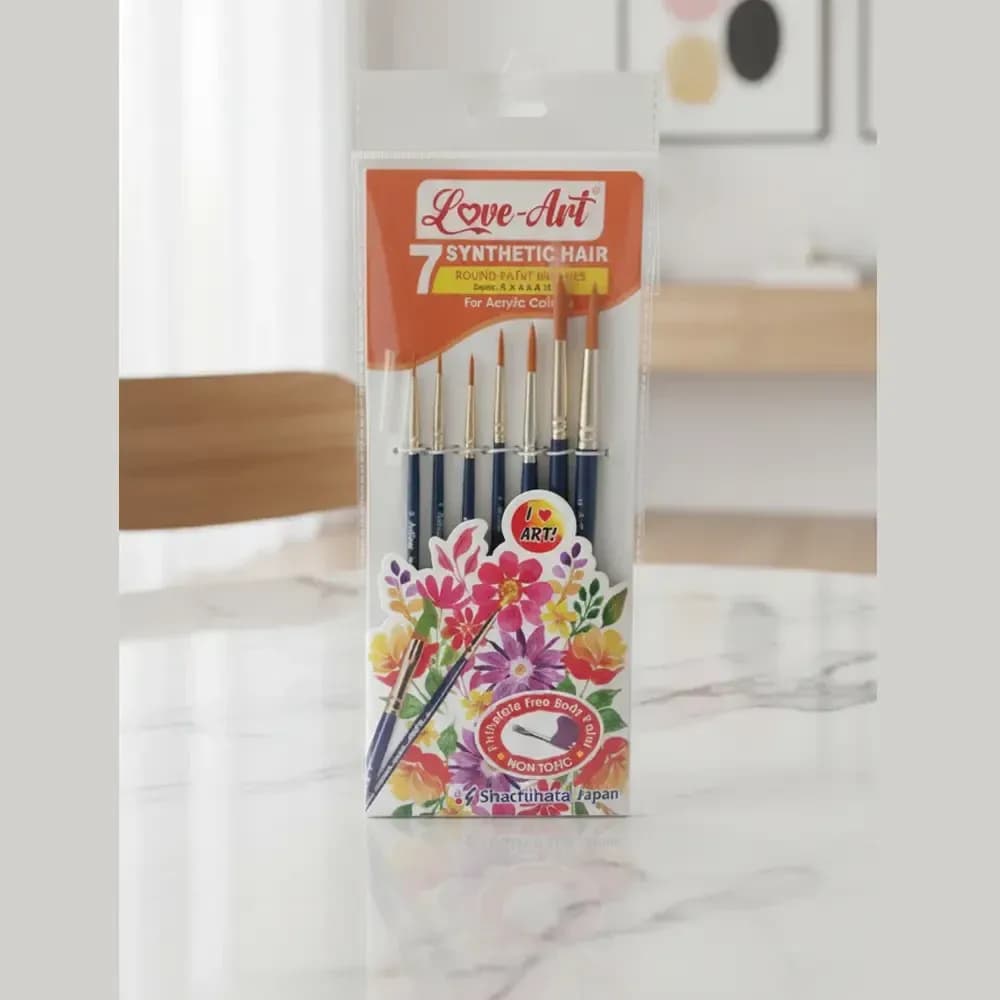 Love Art Paint Brush Synthetic Round (No. 0, 2, 4, 6, 8, 10 & 12)
