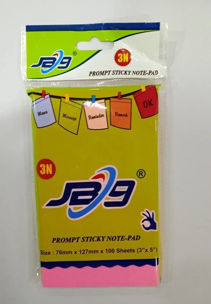 JB9 3x5 Prompt Multi Neon Sticky Note Pad