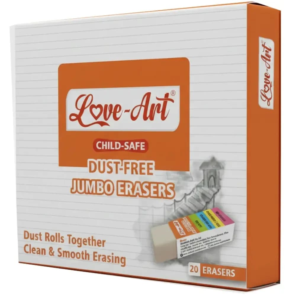 Love Art  Jumbo Dust Free Eraser Box Of 20