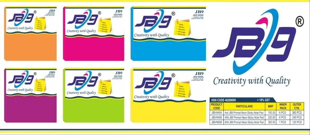 JB9 4x6 Prompt Neon Sticky Note Pad