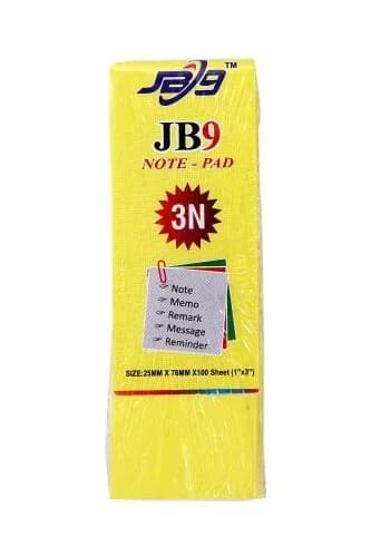 JB9 1x3 Yellow Sticky Note Pad